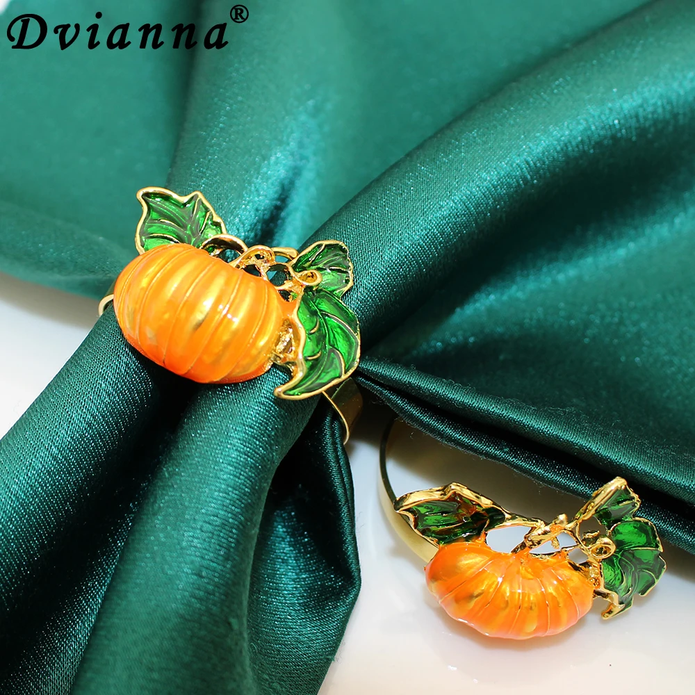 

Dvianna 8Pcs Pumpkin Napkin Rings Thanksgiving Napkin Holders for Halloween Holidays Weddings Party Dinner Table Decor HWE04