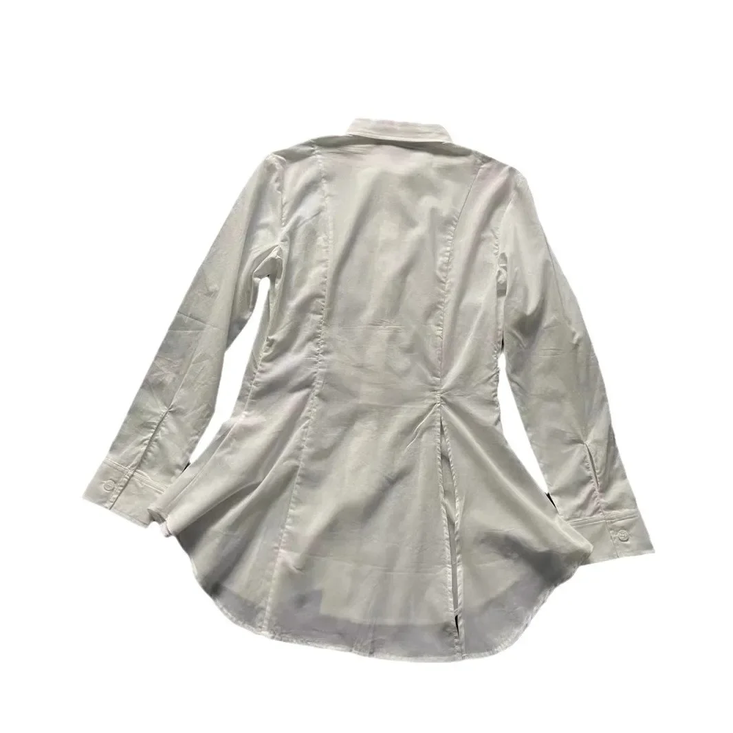 Элегантная белая рубашка с приталенной талией топ нишевого дизайна элитная