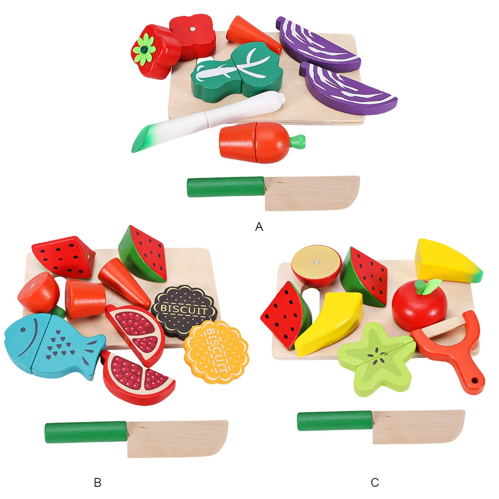 

7 шт. игрушка для еды деревянная * Деревянная Дошкольное познание игровой набор обучающая учебная координацию раннее образование для малыше...