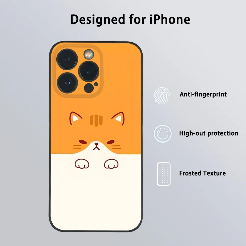 Simple Cute Animal Cat Phone Case For iPhone 16 15 14 13 12 11 Pro Max Plus Mini Frosted Soft Shell Funda