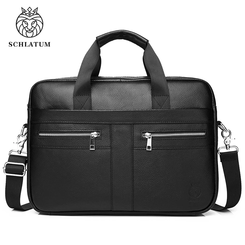 SCHLATUM 2022 Men's Genuine Leather  Briefcase Business Handbag Laptop 14-inchMessenger Bag Retro Fashion Crossbody Bag