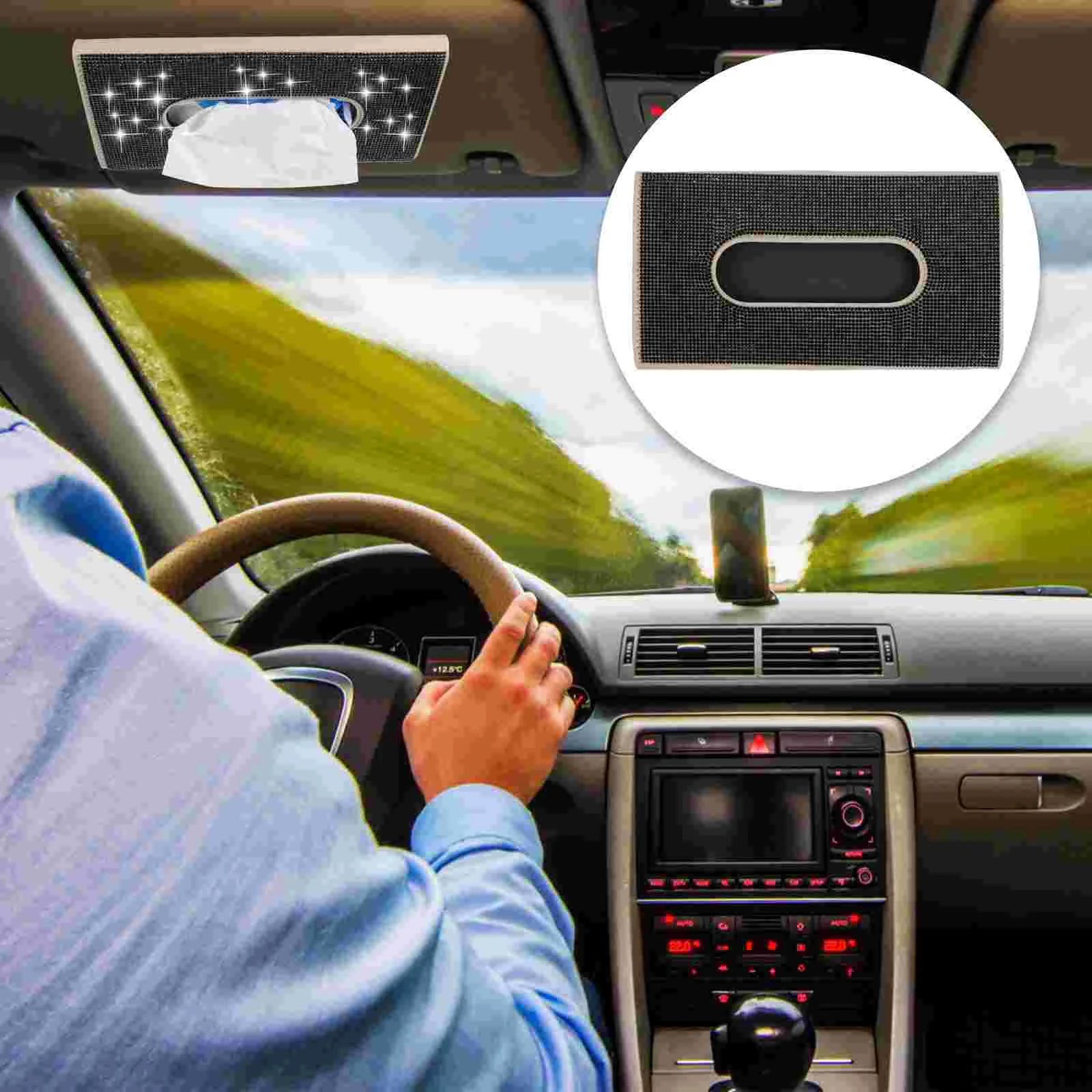 

Sunshades Car Visor Hanging Tissue Box Catcher Holders Decorative Suncatcher Organizer Dispenser Napkin Visors Vehicle