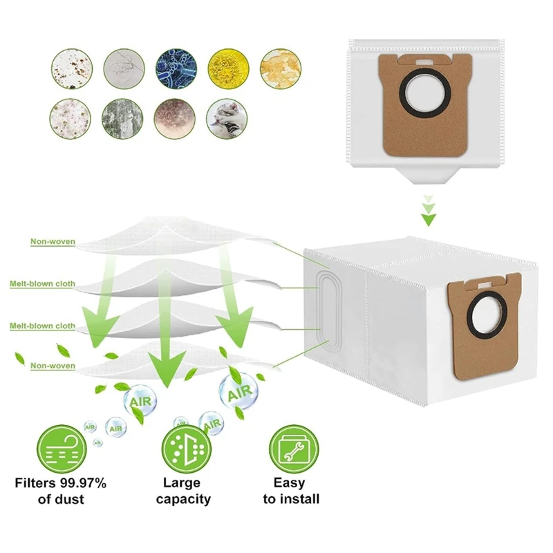 Набор из 22 больших сменных мешков для пыли Dreame L10s Ultra / S10 Pro L20 Robot Vacuum 3L