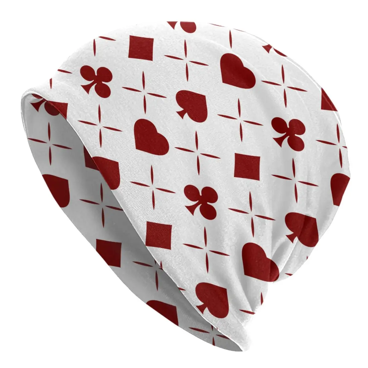 Red Poker Hearts Clubs Spades And Diamonds Men's Beanies for Women Outdoor Bonnet Hats Unisex Knitted Hat Hip Hop Cap