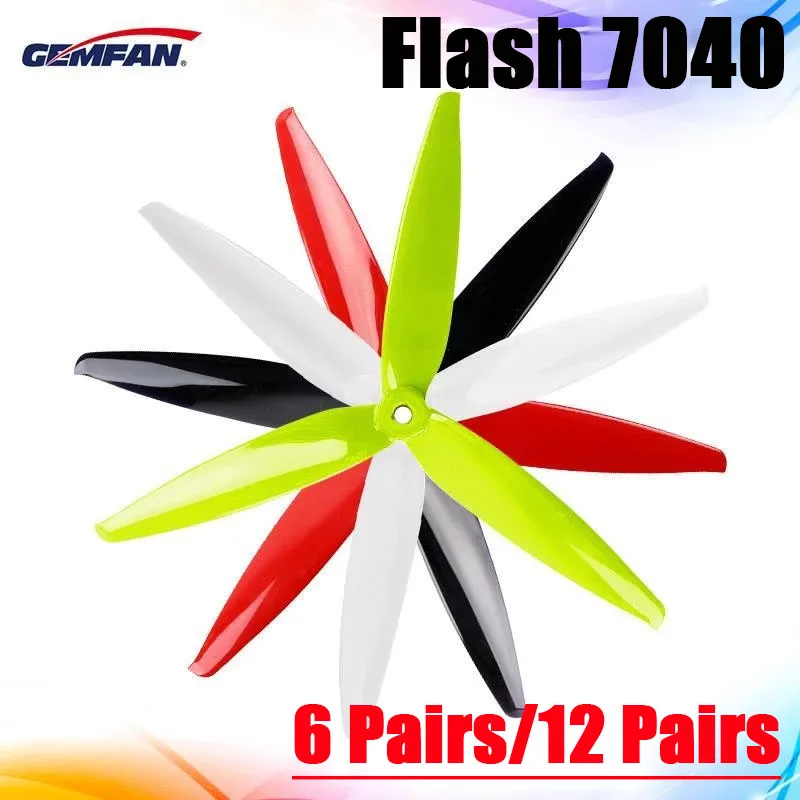 

6/12Pairs Gemfan Flash 7040 7X4X3 3-Blade PC Propeller CW CCW for RC FPV Racing Freestyle 7inch Long Range LR7 Drones DIY Parts