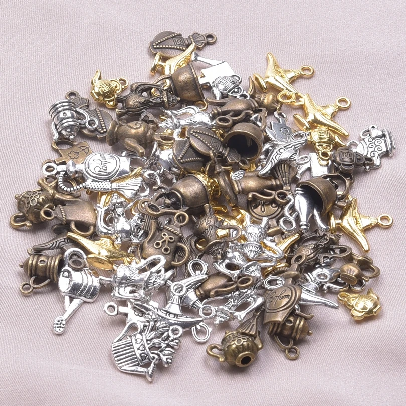 

Mixed Kettle Charms For Jewelry Making Antique 3 Color Container Sprinkler Flagon Charms DIY Bracelet Jewelry Handmade Findings