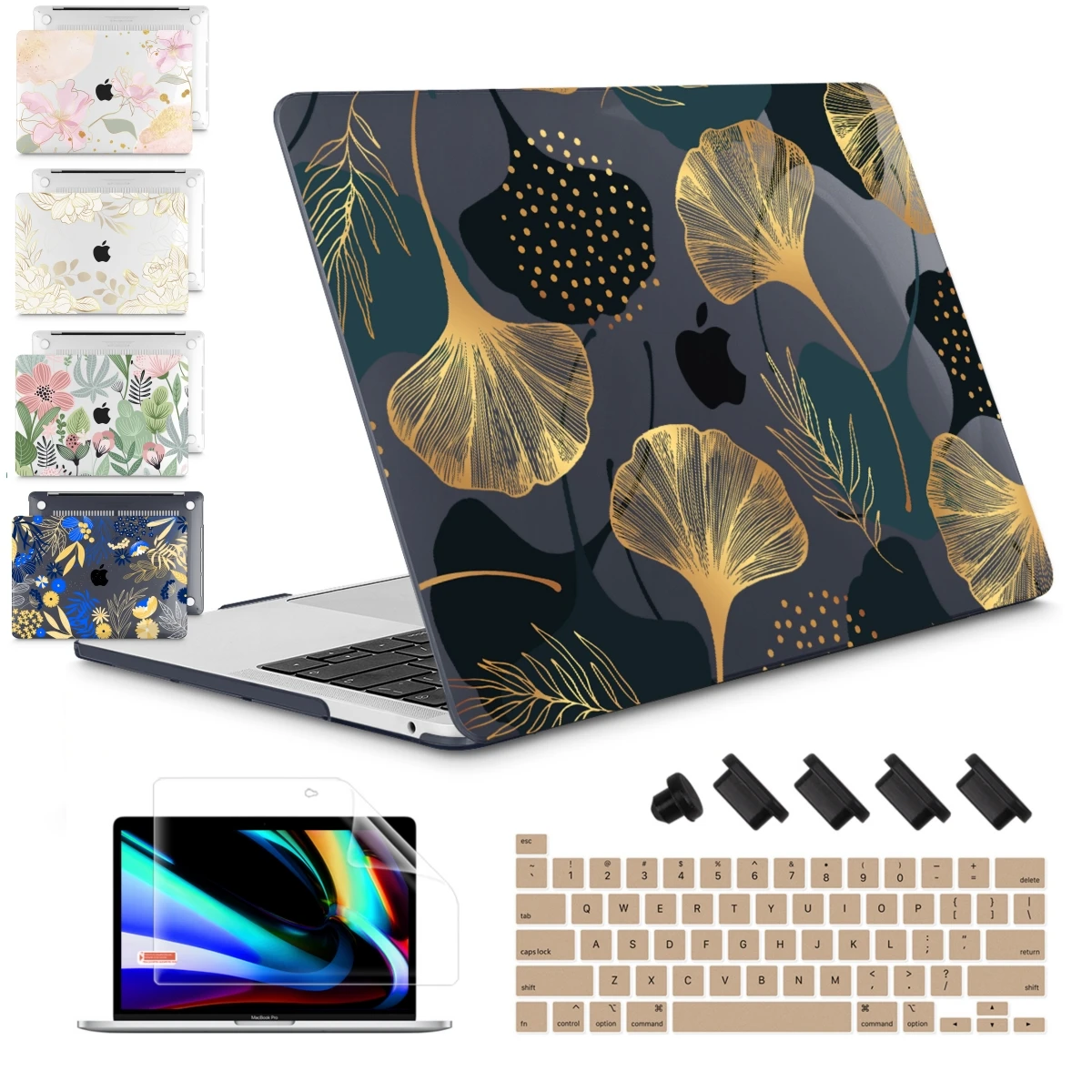 

Чехол для MacBook Air 15 13 2022 2023 M2 A2941 A2681 Pro M1, чехол с принтом листьев для A2338 A2337 Air 13 2020 A2179 14 дюймов A2442 M1