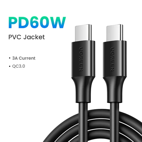 Кабель UGREEN USB Type C к USB C PD100W 60W для MacBook Pro, Samsung, Xiaomi, быстрая зарядка 4,0 PD, кабель USB C