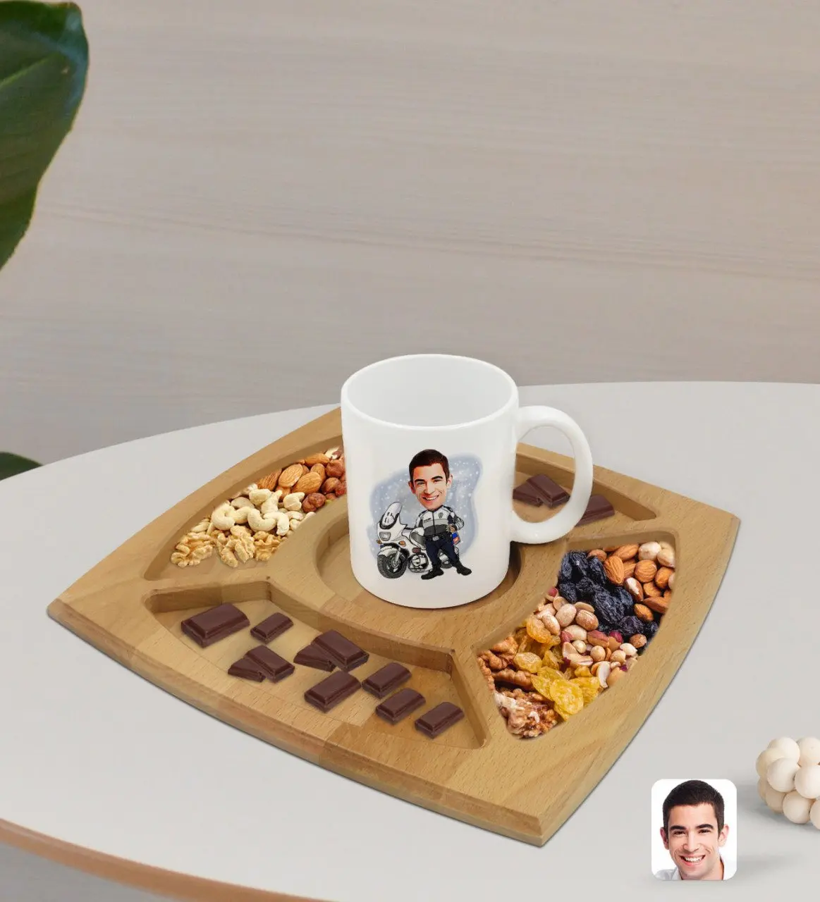 

Персонализированная белая кружка с дельфином полисом карикатуру и натуральным массивом дерева, 4 предмета, для мужчин, презентация, таб, кон...