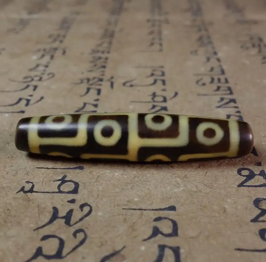 Тибетские бусины Дзи старый агат желтая линия 12-глазный тотем-амулет кулон GZI # 3959