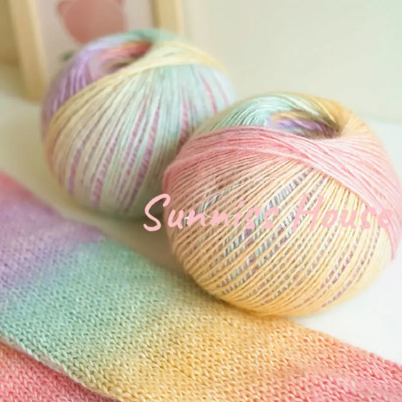 50 г сегментная окрашенная шерстяная детская нить градиентный Радужный шарик из