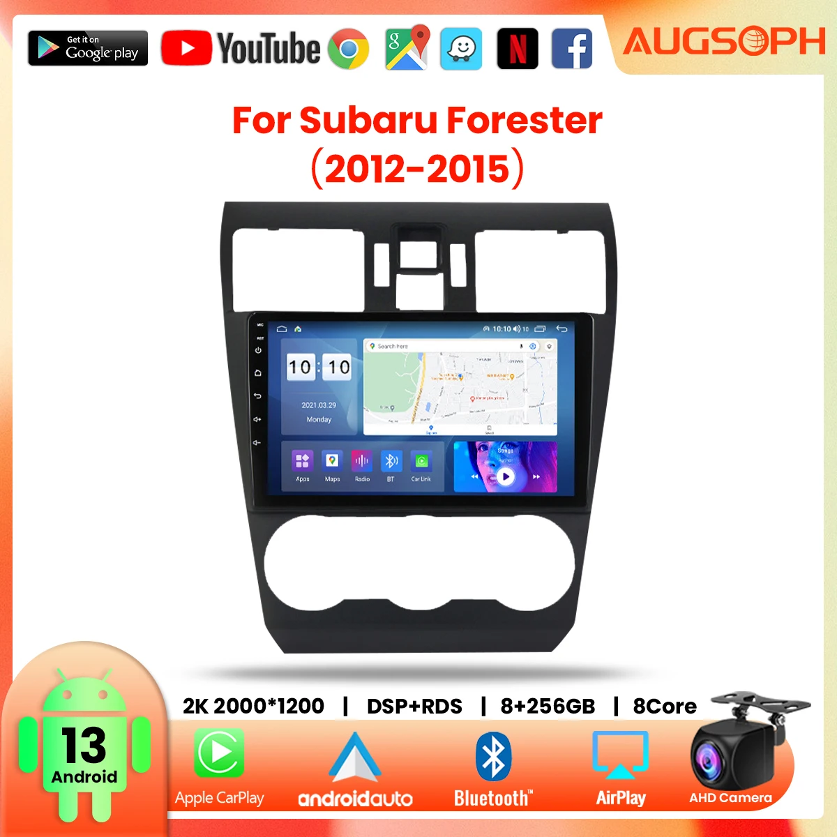 

Автомагнитола на Android 13 для Subaru Forester 2012-2015,9 дюймов, мультимедийный плеер с 4G, Wi-Fi, Carplay и 2Din GPS