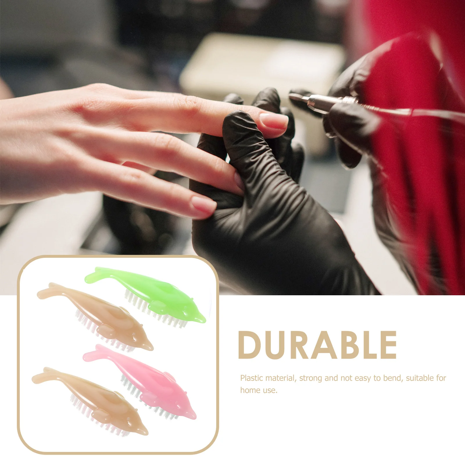 4Pcs Dolphin Shaped Nail Maincure Tools (Random Color) Fingernail Cleaning Manicure Surface