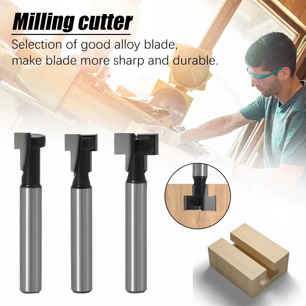 

3pcs 6.35mm Shank T-Slot Keyhole Cutter Wood Router Bit Carbide Cutter For Woodworking Hex Bolt T-Track Slotting Milling Cutter