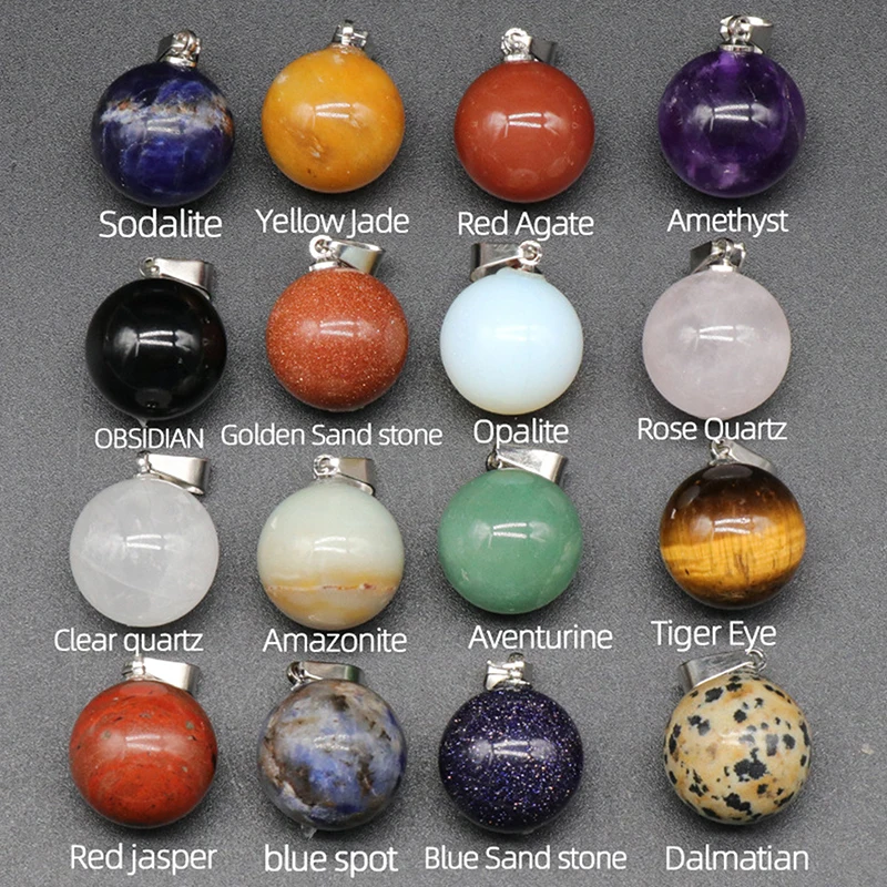 Круглое ожерелье с подвеской-шариком из полудрагоценного камня