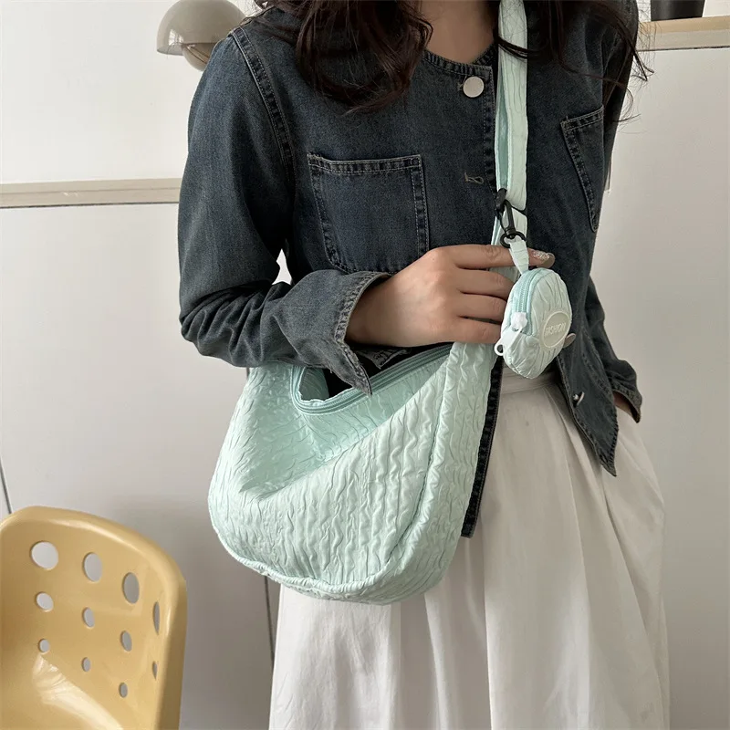 Дизайнерская Нейлоновая Сумка Через Плечо С Оборками Плиссированная В Форме