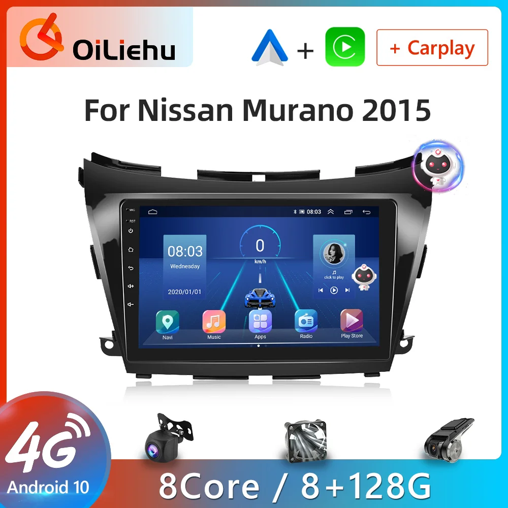 

Oiliehu AI Voice Android Carplay Car Radio For Nissan Murano 2015 2din Android Auto 4G Multimedia GPS autoradio DSP