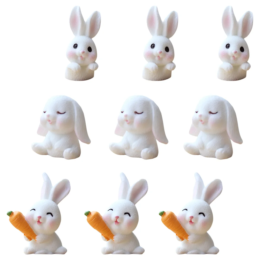 

9Pcs Rabbit Desktop Ornaments Bonsai Bunny Sculpture Rabbit Ornaments Bunny Statue Resin Rabbit Figures