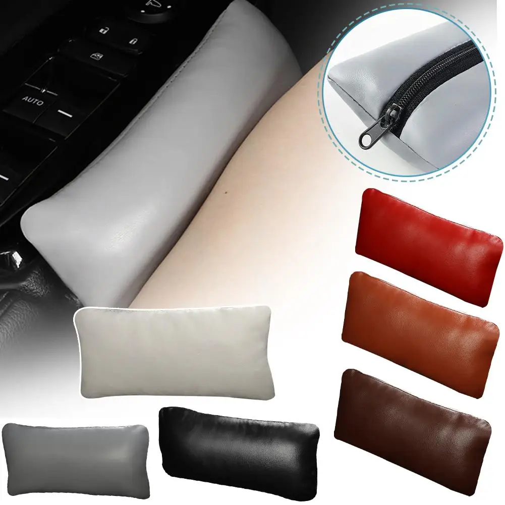 Leather Knee Pad For Car Interior Pillow Cushion Memory Foam Leg Pad Thigh Support Car Accessories For Benz Vw Gol E8j5