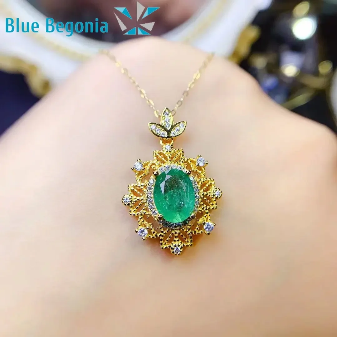 Изумрудный кулон из стерлингового серебра 925 пробы ювелирные изделия роскошные