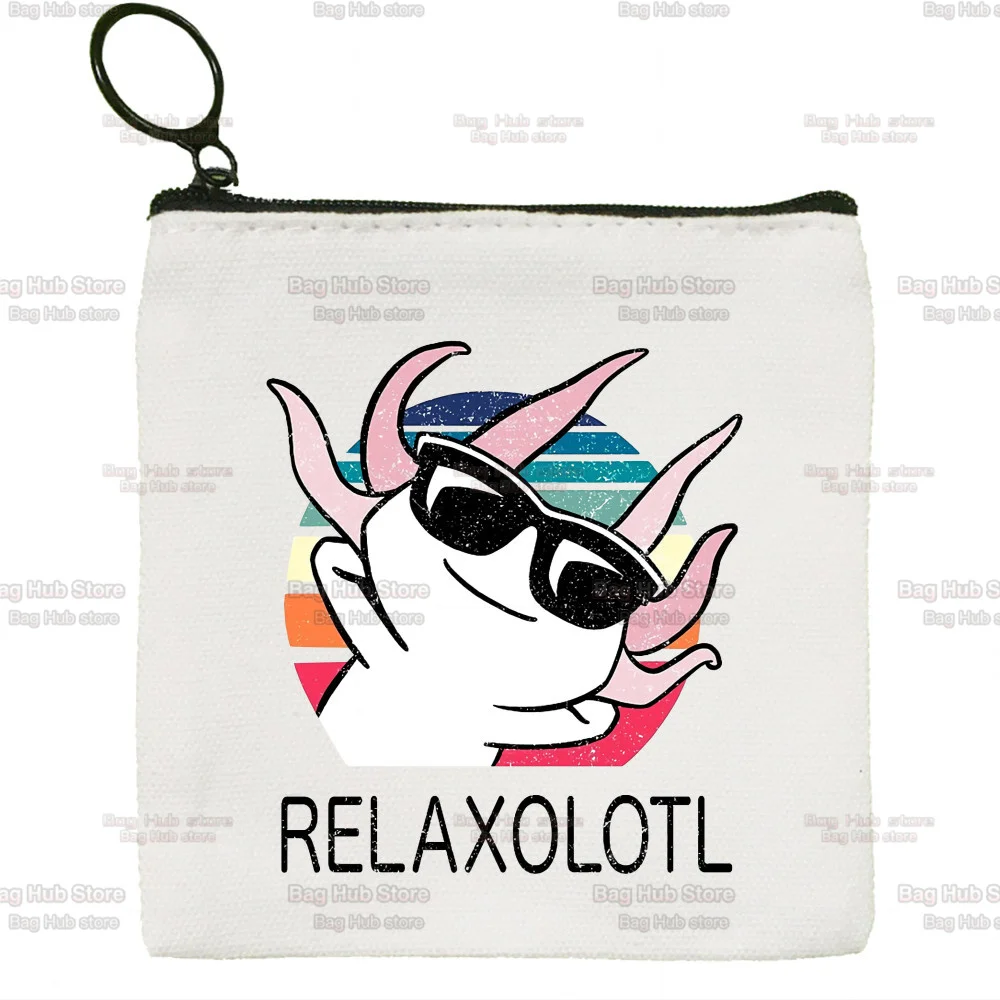 Cute Axolotl Loves Kawaii Cartoon Lizard Original Mini Coin Purse Small Bag Cute Niche Canvas Coin Purse