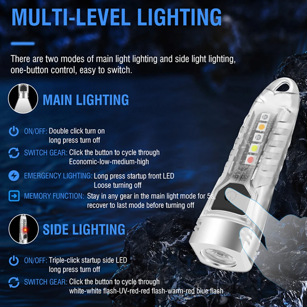 

Portable Mini LED Torch High Brightness Keychain Flashlight USB Rechargeable for Outdoor Adventure Camping Banknote Verification