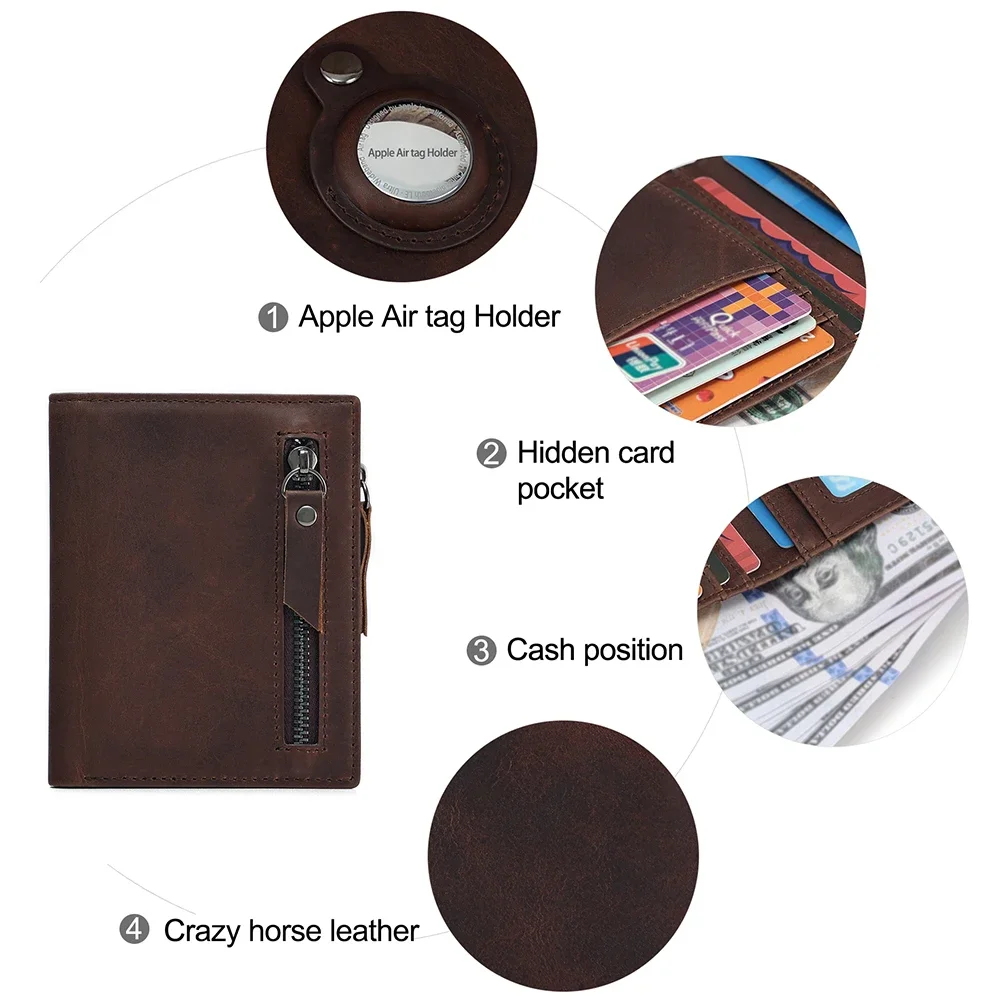 Кошелек AirTag из натуральной кожи мужской кошелек с зажимом для денег Air Tag
