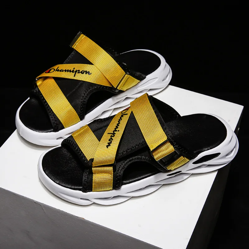 Мужские Нескользящие шлепанцы с перекрестной шнуровкой открытым носком