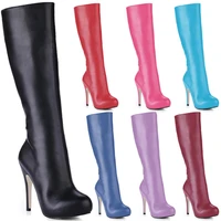 chmile chau winter sexy party shoes women round toe stiletto high heels simple work ladies knee high boots zapatos mujer 91026 e
