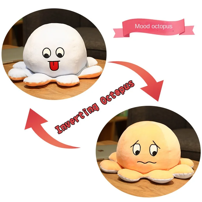 

45/60cm Cute Cartoon Double Sided Octopus Plush Stuffed Toy Soft Animals Kawaii Home Accessories Funny Plush Toys Children Gifts