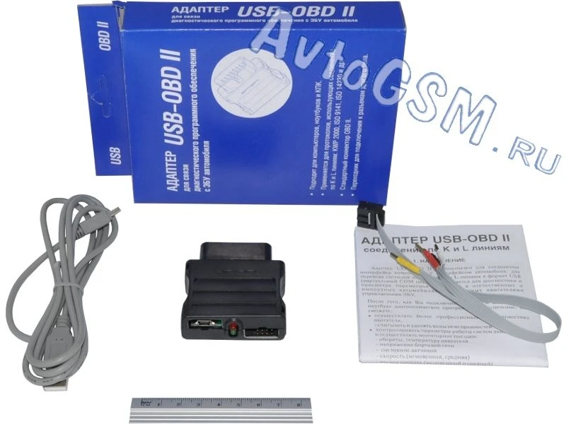Диагностический проводной адаптер Вымпел K-Line USB-OBD II - подключение к ПК