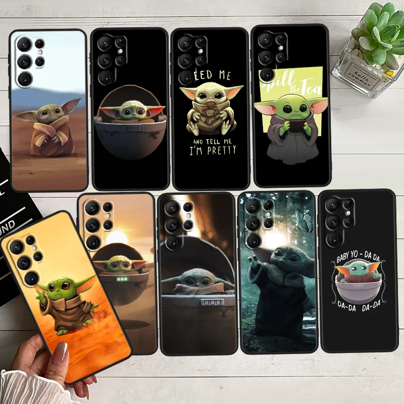 

Lovely Baby Yoda Star Wars Black Phone Case For Samsung Galaxy S23 S22 S21 S20 FE Ultra Pro Lite S10 S10E S9 Plus 5G Cover Capa