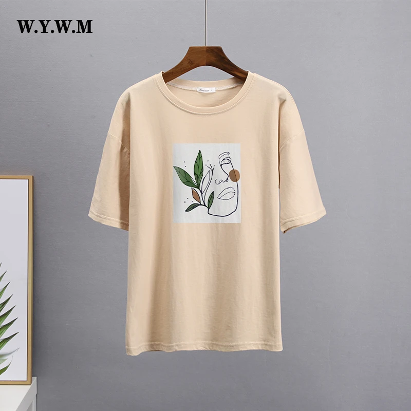 Футболка женская свободного покроя с абстрактным графическим принтом из мягкого