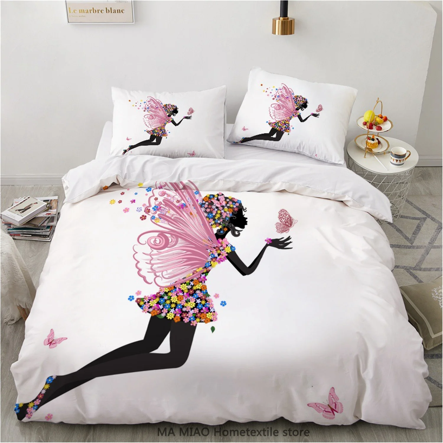 Комплект постельного белья скандинавский цветок фея пододеяльник Европа Кинг одиночный комплект наволочек постельное белье пододеяльник ...