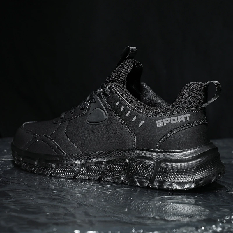 Waterproof Men Black Lightweight Outdoor Sneakers Shoes For Men Snow Boots Fashion Winter Footwear Plus Size 39-48