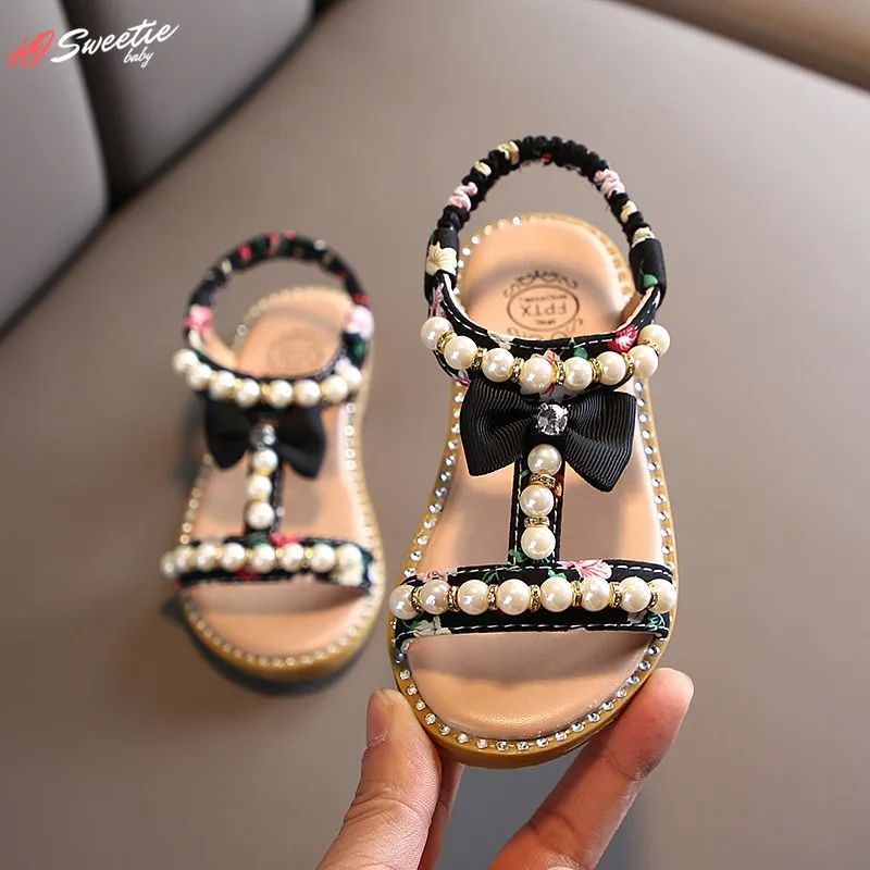 

Baby Girl Shoes New Summer Sandals Children Pearl Beading Wedges Beach Sandals School Flat Shoe for Baby