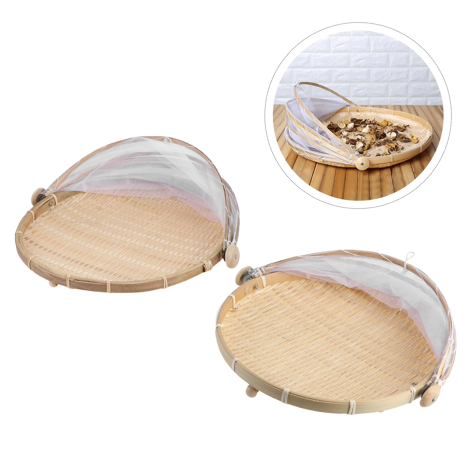 

Baskettent Servingwoven Storage Mesh Cover Tray Covers Fruitbread Picnic Basketsoutside Tents Rattan Outdoor Lid Dome Wicker