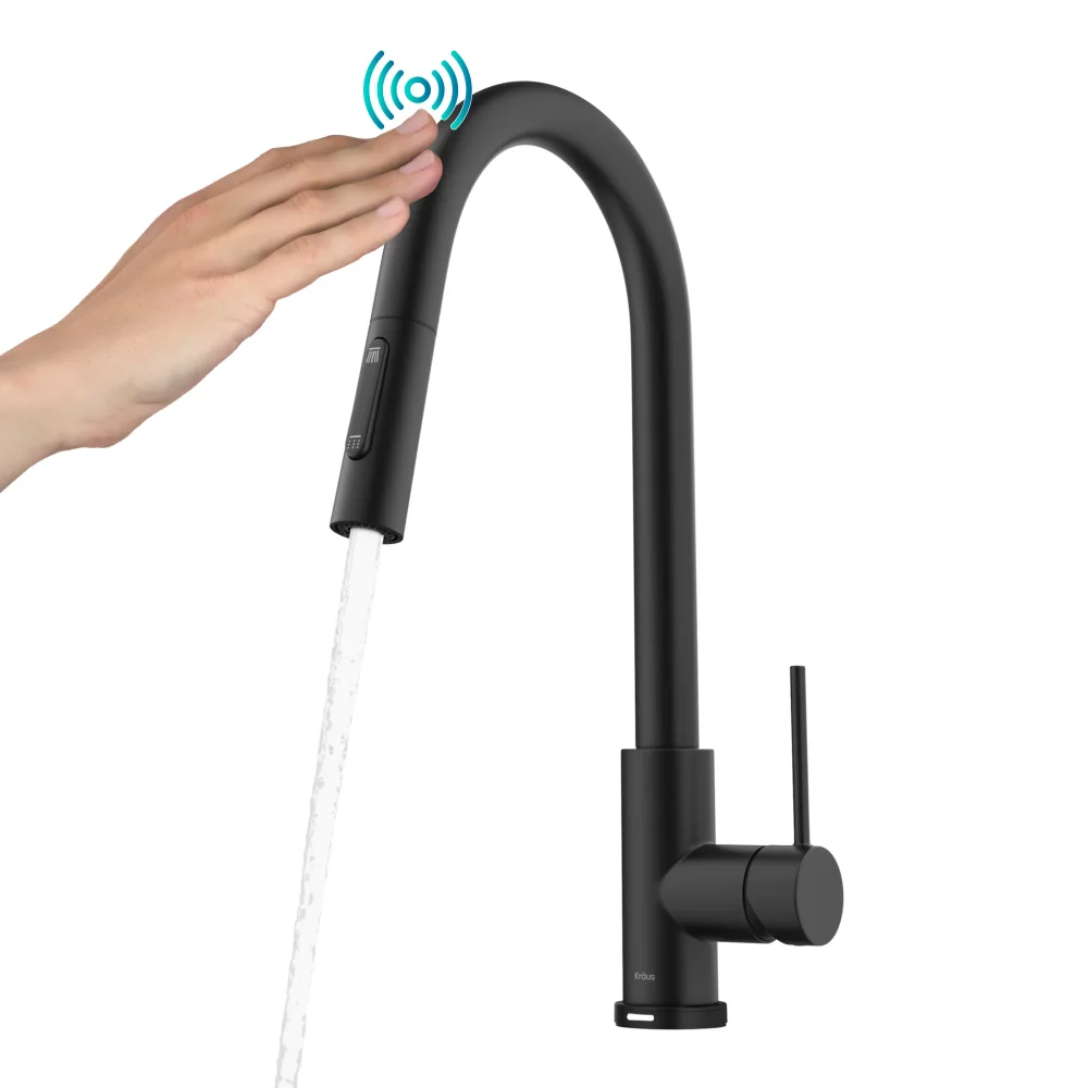 

Kraus Oletto Contemporary Single-HandleTouch Kitchen Sink Faucet with Pull Down Sprayer in Matte Black