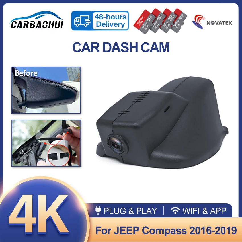 HD 4K 2160P New ! Plug and play Car DVR Video Recorder Dash Cam Camera For JEEP Compass 200T 2017 2018~2022 Hidden Dash Camera