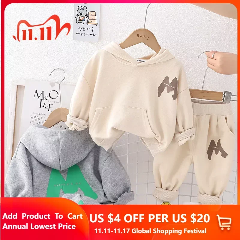 

Весна-Осень 2023, спортивная детская одежда для мальчиков, толстовка с длинным рукавом и штаны с надписью, комплект детской одежды для мальчиков в возрасте