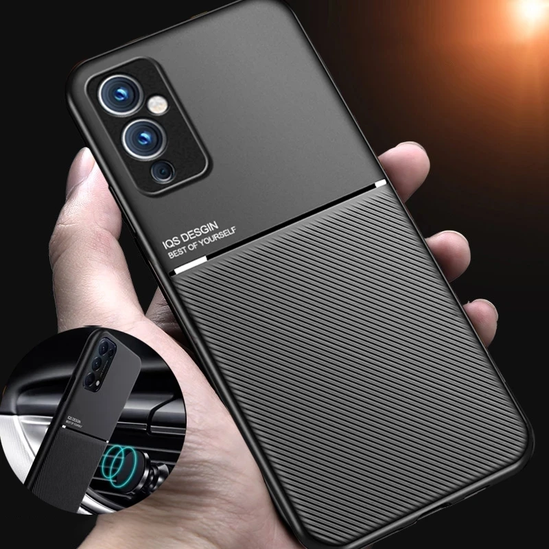 

Luxury Leather Car Magnetic Case For Oneplus 9 Pro 8 8T 8Pro 7 7T Pro Nord Slim Matte Bumper Texture Shockproof Protection Case
