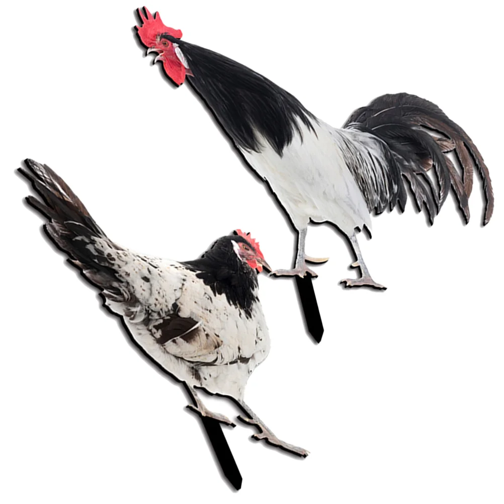 

2Pcs Acrylic Chicken Yard Decorative Chicken Shaped Yard Stake Lawn Chicken Stakes