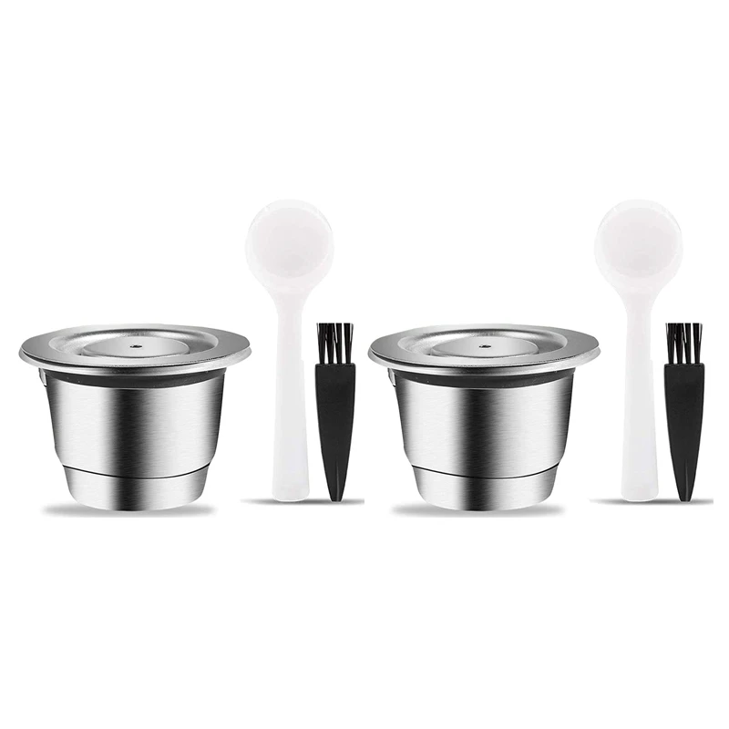 

2X Espresso Refillable Capsules Reusable Nespresso Pod Espresso Coffee Pod Stainless Steel Capsules Compatible