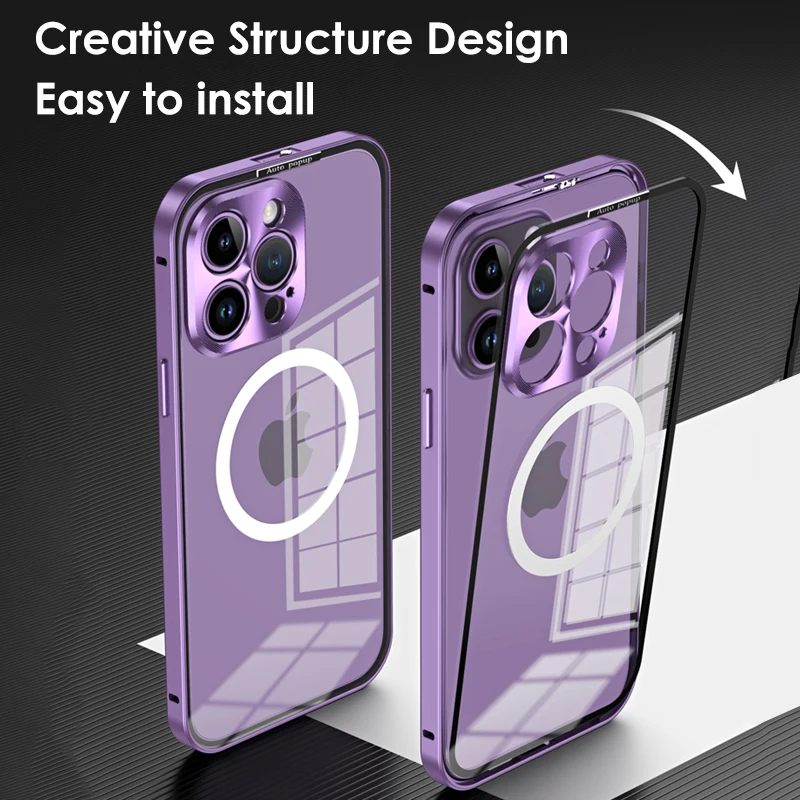 

Luxury Magic Buckle Magnetic Suction Shield Shell Case For iPhone 14 Plus 13 Promax 12 Pro With PC Transparent Back Cover
