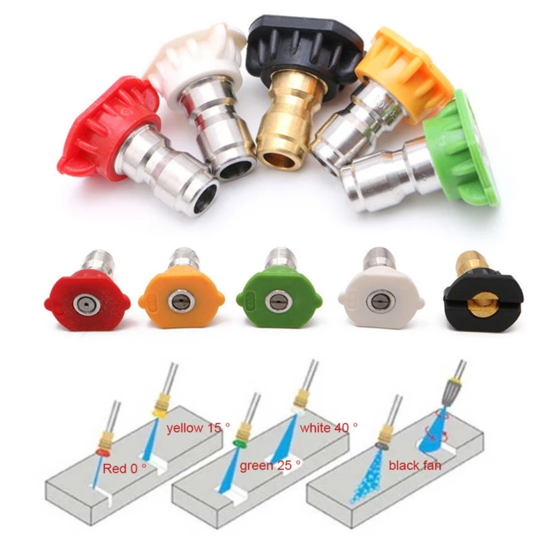 

Quick Connector Car Garden Washing Nozzles Tool Metal Jet Lance Nozzle High Pressure Washer Spray Nozzle Tips Multiple Degree