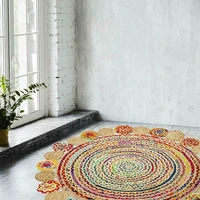 rug 100 natural jute cotton style braided carpet modern rustic look rugs home floor decoration