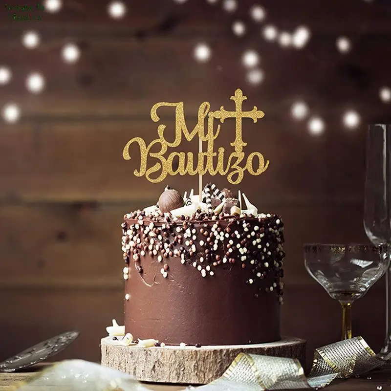 

Картонный Топпер для торта Mi Bautizo с крестом, 1 шт.
