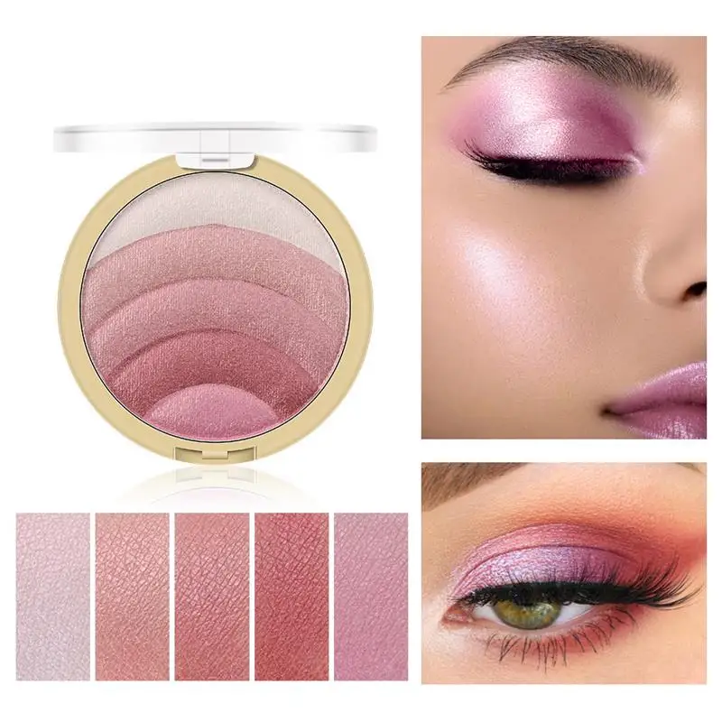 

10 Color Rainbow Highlight Eye Shadow Baking Powder Powder Blusher Eye Shadow Plate Lazy Powder Blusher Beauty Makeup