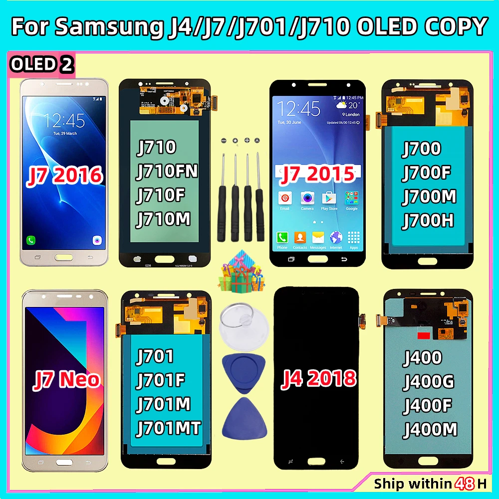 

OLED2 IPS LCD For Samsung Galaxy J7 2015 2016 J7 Neo J4 2018 Display J710 J700 J701 J400 M F Touch Screen Digitizer Assembly