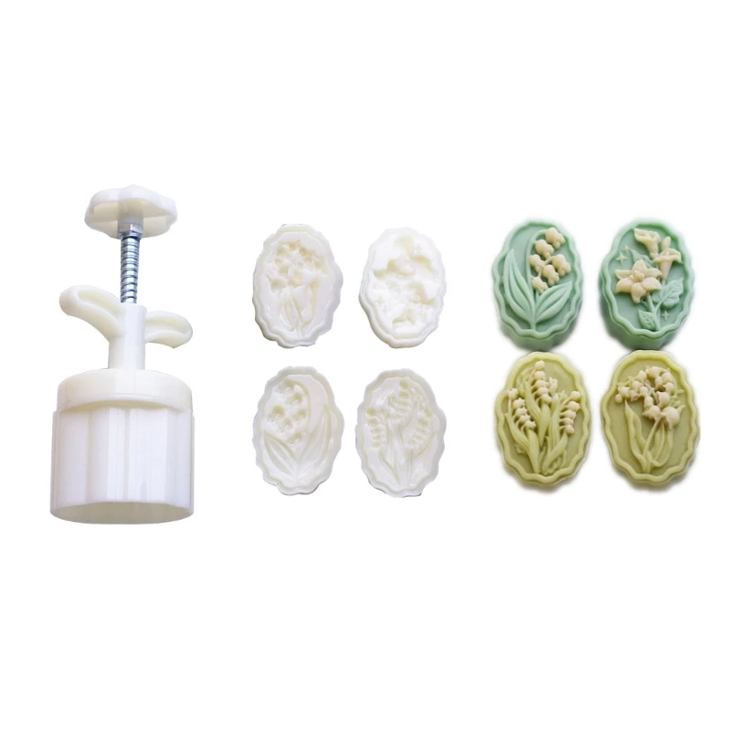 

3D Bell- Orchid Moon Cake Mould Set Suitable for Diy Cookie Mould Accessories Drop Shipping